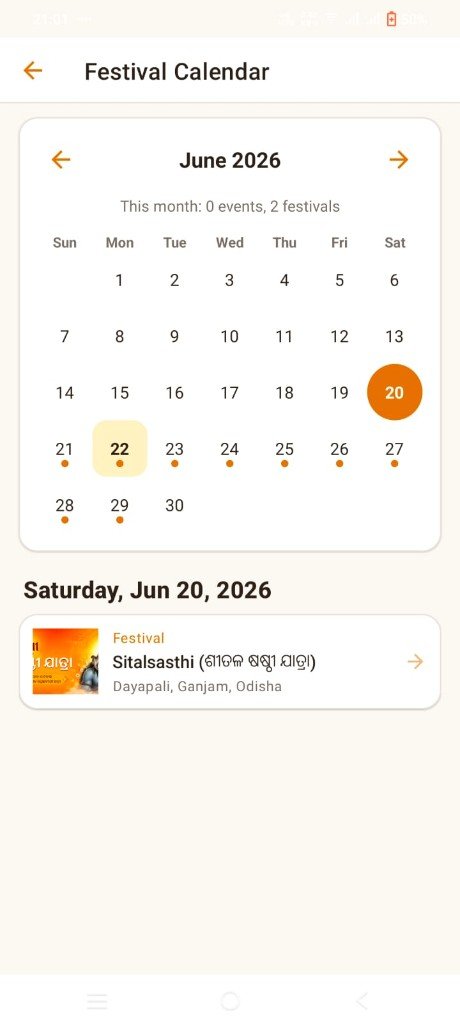 Festival calendar screen