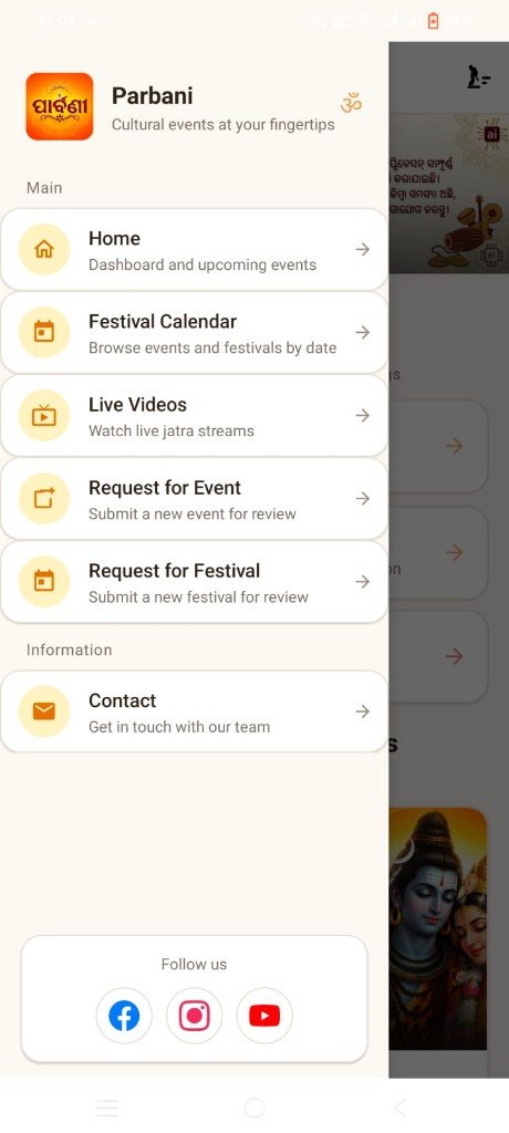 Parbani navigation menu